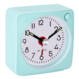 W OUTWIT Travel Analog Alarm Clock, 2.25 inch, Ultra Small Clock with Snooze and Light Function, Super Silent Non Ticking, Battery Operated, Easy Setting