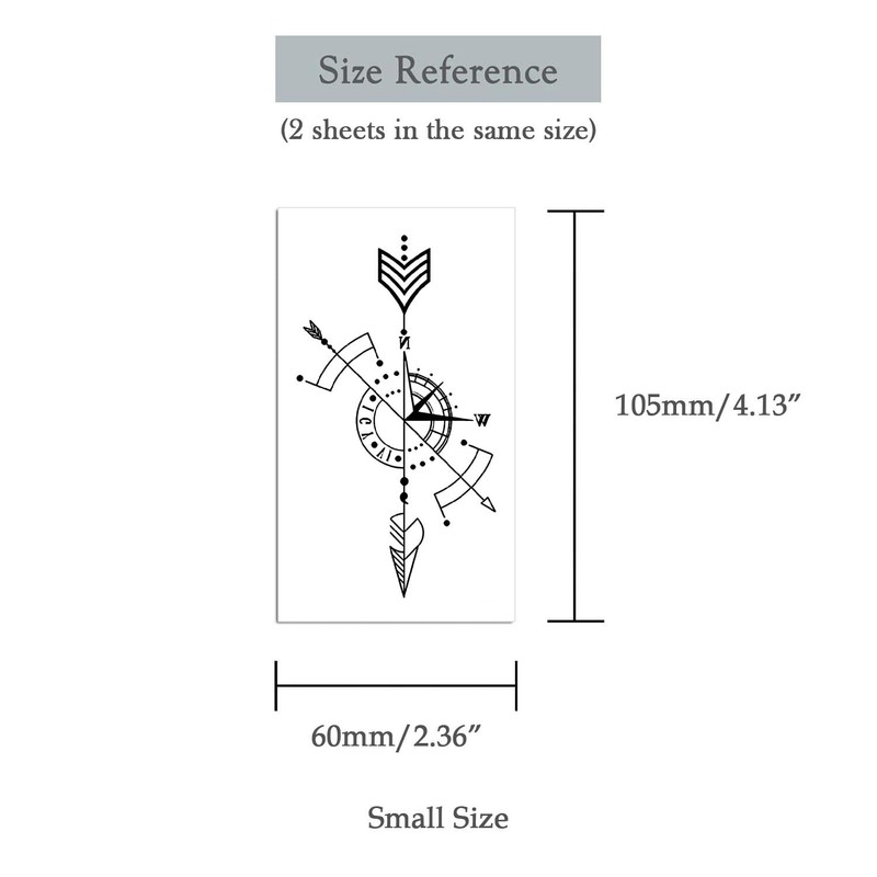 Oottati Small Cute Temporary Tattoo Sticker Set of 2 -