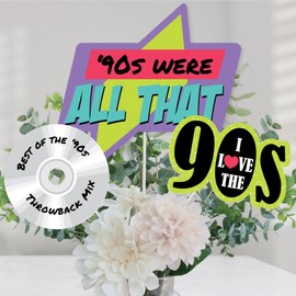 90's Throwback - 1990s Party Centerpiece Sticks - Table Toppers - Set of 15