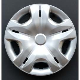 New Wheel Covers Replacements Fits 2010-2018 Nissan Versa, 15 Inch; 5 Double Spoke; Silver Color; Plastic; Set of 4; Spring Steel Clip