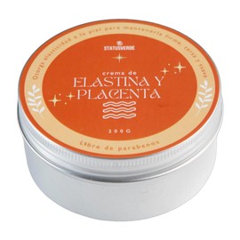 STATUS VERDE, Crema corporal hidratante de ELASTINA y PLACENTA vegetal, ideal para el EMBARAZO, disminuye estrías y celulitis, promueve regeneración celular y produce colágeno, en lata de 200 g