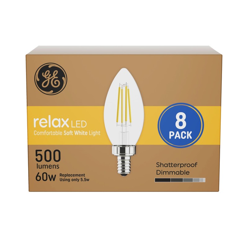 GE Relax LED Light Bulbs, 60 Watt, Soft White, Decorative