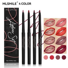 MLSMILE 【MLSMILE】4pcs Eyeliner Lippie Cream Set Easy Coloring Lip Lipliner Cosmetic Makeup Matte Lip Pencil and Silk Lipstick lip stain makeup lip liner