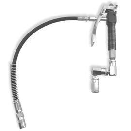 LUBEFLEX Control Handle Valve - Flex. spout 4 Jaws Coupler for Grease Pump, Heavy Duty High Pressure 7,500 PSI, 1/4 inch NPT(f) Inlet with 360 Degree Z Swivel (18" Flex. Spout with Spring)