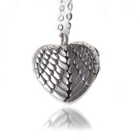 Angel Wing Heart Urn Keepsake Pendant Locket Necklace 925 Sterling Silver Women's Jewellery. Cremation Jewelry Urn Picture Lockets, Love Necklaces, Special Keepsakes, Silver lockets Girl Necklace