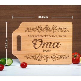 Giftasy Grandma Gift - Engraved Bamboo Chopping Board, Meaningful Gift for Best Grandma, Grandma Gift for Birthday, Birthday Gift Grandma, Gift for Grandma from Grandson, Christmas