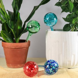 Soilagua Multicolored Small Plant Watering Globes, Non-Clogging Glass Water Bulbs for Outdoor | Indoor Plants, Self Watering Planter Insert, Vacation Plant Watering Devices, Automatic Waterer, 6-Pack