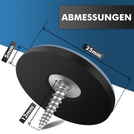 shinfly Furniture Gliders Teflon Set with Screws - 24 Pieces Diameter 25 mm Blue Round Teflon Gliders Including Stainless Steel Screws Optimum Protection for Your Furniture and Floors