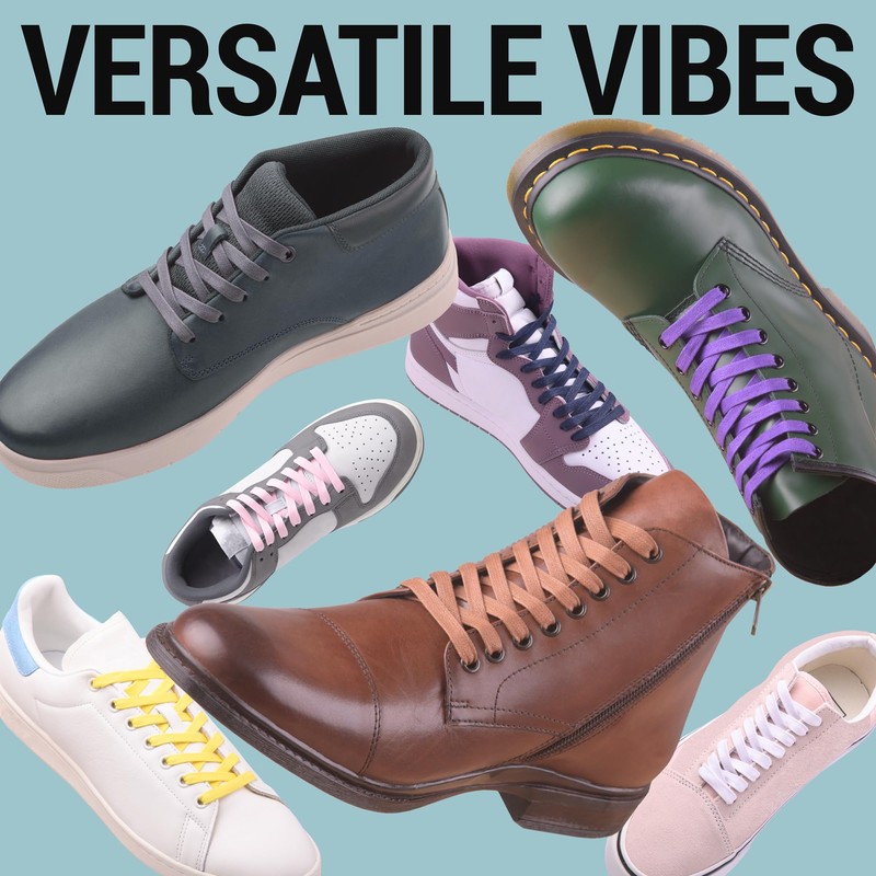 Miscly Flat Waxed Cotton Shoe Laces for Boots, Sneakers, and