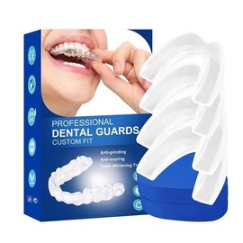 4 protectores bucales para dormir. 4 protectores dentales en 2 tamaños y estuche incluido! Para evitar rechinar los dientes y roncar por la noche. Protectores bucales moldeables. Guarda dental para dormir. Diseño profesional para adaptarse perfectamente 