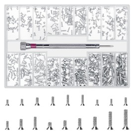 QOOSIKICC 500 Pcs Laptop Screws, M1.2/M1.4/M2 Small Screws, Micro Tiny Screws for Electronics, Computer Replacement Screws Mini Screws for Glasses Watch SSD M.2 Hard Drive Repair Screws(Silver)
