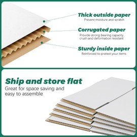 Mat Board Center, Shipping Box 6x6x6 Inches for Mailing Moving Packaging Carton, 25 Pack Corrugated Cardboard Box for Small Business, White