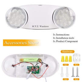 M.Y.Z. Wanderer LED Emergency Light Fixture, Two Head Adjustable Commercial Emergency Lights, Hardwired Emergency Exit Light Fixtures for Business-1 Pack