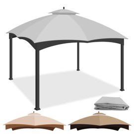 10 x 12 Replacement Gazebo Canopy Top for Lowe's Allen Roth Gazebo, Double-Tier Gazebo Roof Cover with Air Vent,Heavy Duty Canopy Roof Gazebo Top 10X12 Gazebo Cover (Grey)