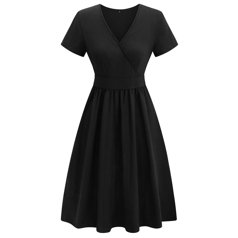 VOTEPRETTY Women's Short Sleeve V Neck Wrap Dress Summer Casual