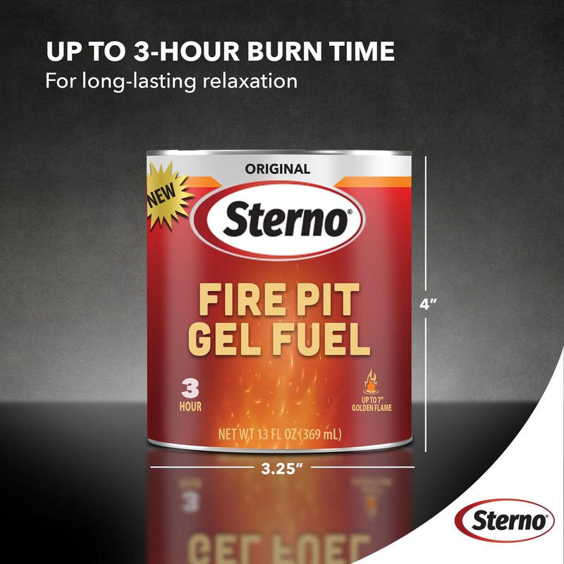 Sterno 12-Pack Fire Pit Gel Fuel - 3 Hours of