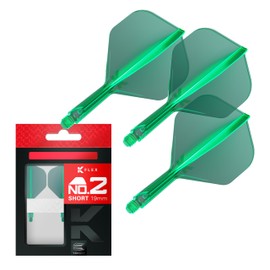 Target Darts K Flex Integrated Dart Flights and Shafts, No.2 Green (Short) | Pack of 3 K-Flex – No2, Kflex All in One Moulded Dart Flight & Stem | Professional Dart Accessories