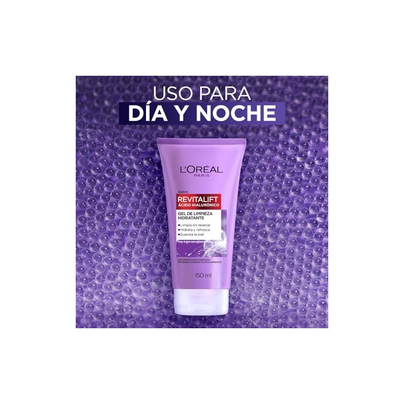 L'Oréal Paris Gel Limpiador Facial Revitalift Ácido Hialurónico, 150 ml