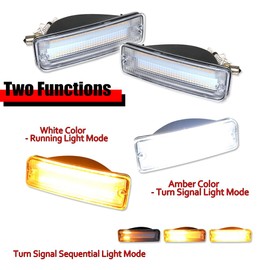 KENRTIR for 1989 1990 1991 1992 1993 1994 1995 Toyota Pickup 2/4WD, 1990 1991 4Runner Front Bumper Turn Signal DRL Daytime Light Smoked Lens Amber & White LED TO2520105 TO2521107