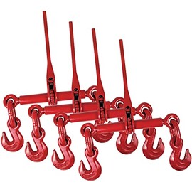 PONO Heavy Duty Ratchet Lever Chain Load Binder - 5/16 Inch x 3/8 Inch Load Binders w/Grab Hooks 5,400 Pounds Working Load Limit for Tractor and Chains, 4 Pack