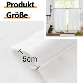 GVPOELR Net Curtains, Pack of 2, Bistro Curtains, 65 x 60 cm (W x H), Short Curtain, White Window Curtain, Semi Transparent Bistro Curtains, Net Curtain, Kitchen Curtain, for Bathroom, Small Window