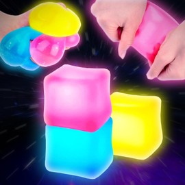 Ice Cube Squishy Toys Glowing in the Dark Stress Balls Sugar Ball Fidget Toys Ice Cube Sensory Balls Stress Toy,Mesh Stress Relief Balls Doh Stress Balls for Kids Adults Fun Toy Stocking Filler