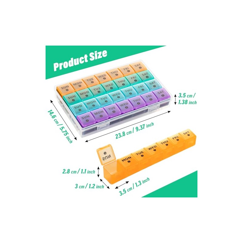 Extra Large 28 Day Pill Organizer with Travel Case