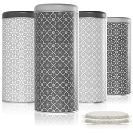 com-four® 4x coffee pad box - storage container for coffee pads - decorative box with 2 designs in 2 colors (4 pieces - set 4)