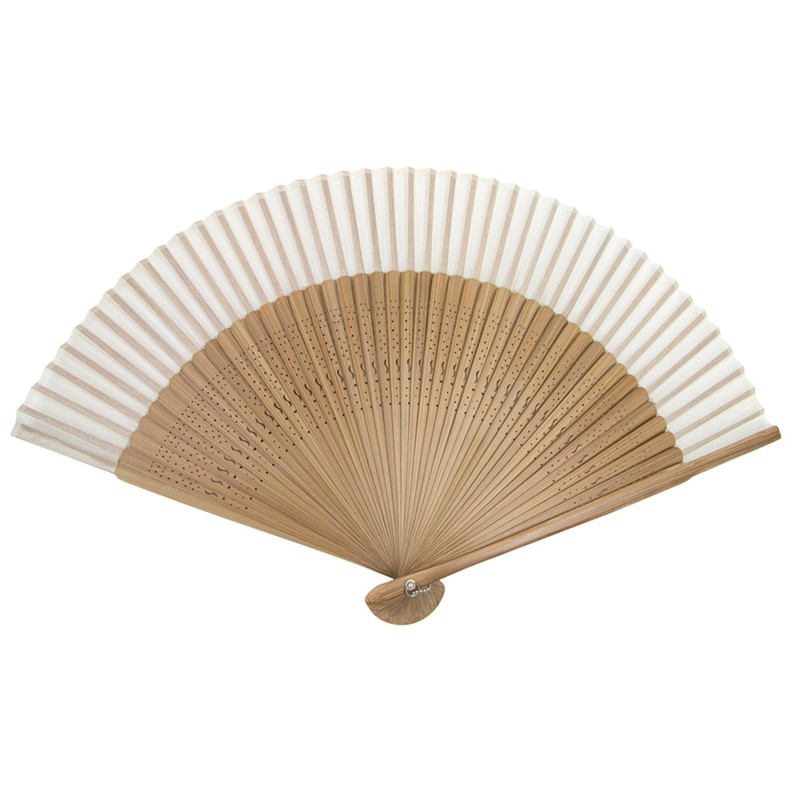 Kyoetsu Women's Hand Fan, Pure Silk, Plain, Tea Bone Set,