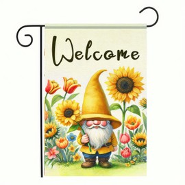 BlissYard Spring Garden Flag 12x18 Inch Double Sided Sunflower Gnome Small Flags For Outside Outdoor Decor Yard Farmhouse Holiday Spring Summer Seasonal Decorations Yard Flags