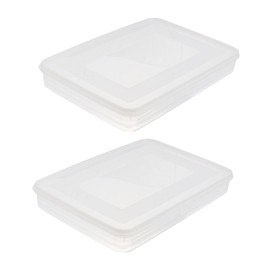 HOMSFOU 2pcs Dumpling Box Containers for Fridge Large Plastic Container Flat Storage Bins Stackable Food Storage Containers Refrigerator Box Dumpling Case Kitchen Supply Dumpling Tray