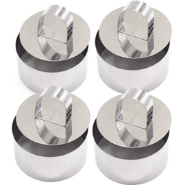 Mytobang Kuchenringe, Kuchenform, professionelle Edelstahl-Backform, zum Kochen, Präsentationsringe, 4-teiliges Set mit 4 Ringen und 4 Lebensmittelpressen