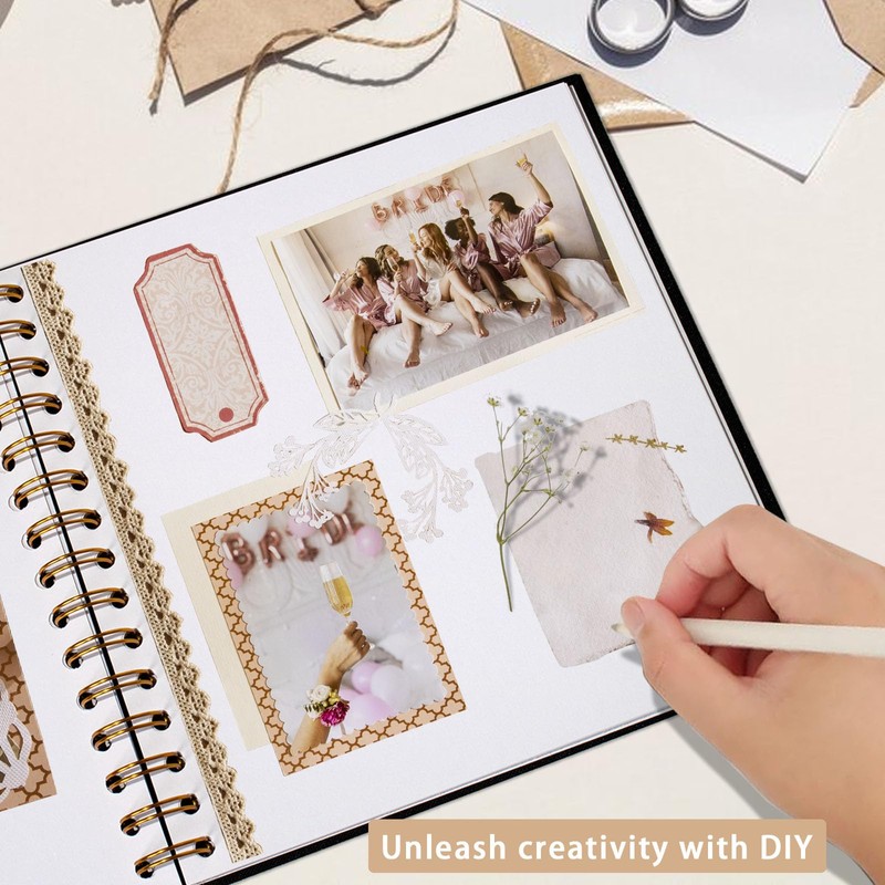 Cherrich Small Scrapbook 7x7 Inch, Linen Photo Album Mini Scrap