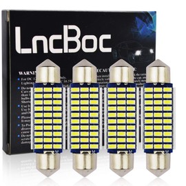 LncBoc 42mm 1.65'' Festoon LED C5W Bulbs 30-SMD 3014 LED White Replacement Bulb With Aluminium Sink For Car Interior Dome Light License Plate Trunk Light DC 12V 42mm Pack of 4