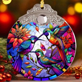 Hummingbirds Christmas Ornament, Hummingbird Decorative Christmas Tree Hanging Ornaments, Hummingbird Gifts, Hummingbird Christmas Decorations, Hummingbird Decor 3 Inches Acrylic Xmas Ornaments