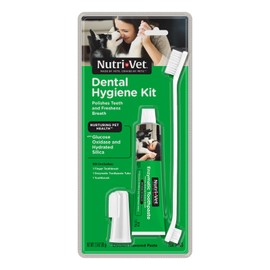 Nutri-Vet Dental Hygiene Kit for Dogs - Finger Toothbrush and Enzymatic Toothpaste - Chicken Flavor - 2.5 ounces