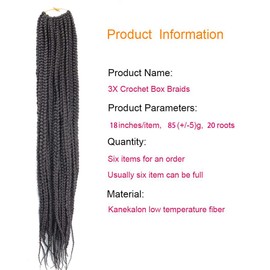 6 Packs/Lot (14/18/24/30) inch 1cm 20 Strands/Pack Thin 3X Box Braid Crochet Hair Extensionin Diameter 3X Synthetic Braid Hair Extensions Crochet Braids Hair Color (18inchs, 4#)
