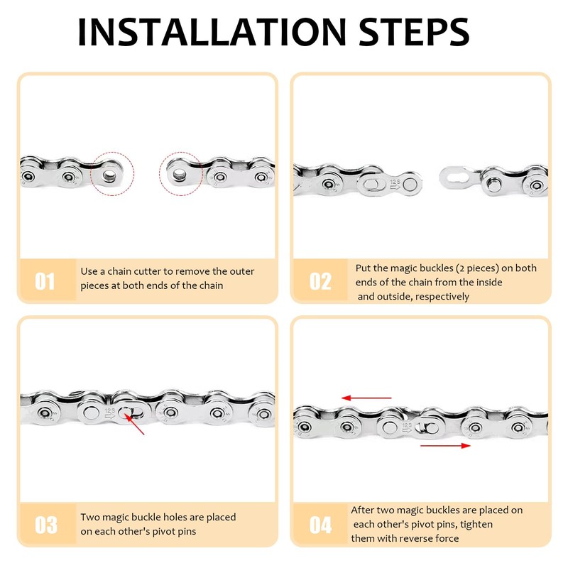 Joynine 12 Speed Bicycle Chain Connectors - 2 Pairs Stainless