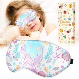 Miss Adola Sleep Mask for Kids - Cute Cartoon Boys Girls Silk Eye Mask for Sleeping Cool Kawaii Mulberry Silk Eye Mask with Adjustable Straps Soft Smooth Sleep Mask, PK Fishtail