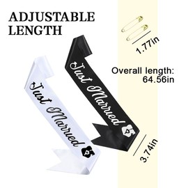 Just Married Sash for Bride And Groom Sash Set Black White Bachelorette Party Sashes for Groom Bride Wedding Sash for Friends Daughter Son in Law Just Married Gift Set for Women Men Newlyweds Gift