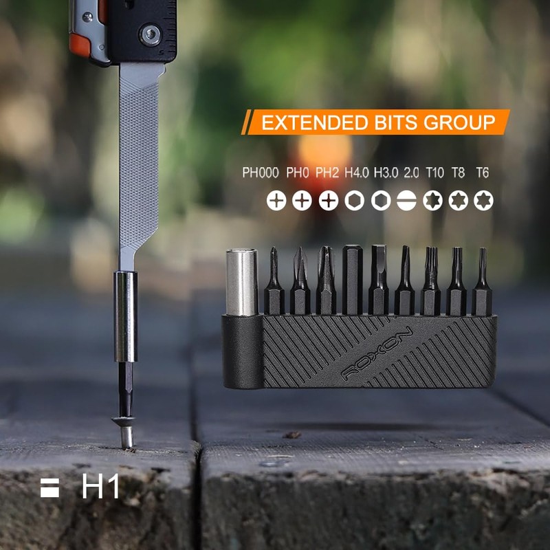 ROXON 9 Piece Bit Set with Magnetic Extended Holder for
