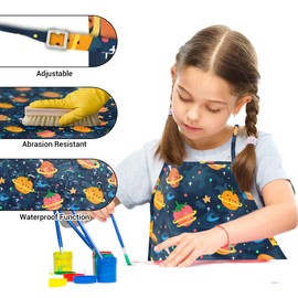 Kids Apron for Girls Toddler Art Smock, Apron for Kids Chef Painting Boys Aprons for Cooking Kids Wateproof with Pockets
