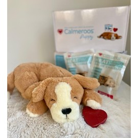 Calmeroos Puppy Heartbeat Toys - Calming Separation Anxiety Relief Toys for Dogs - Warming Heartbeat Simulator in a Soft Comforting Pillow Pet Plush