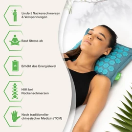 BACKLAXX ® Acupressure Pillow - Acupressure Neck Pillow for Tension Shoulder, Neck, Back and Foot - Acupressure Pillow for Headaches and Migraines - Acupressure Pillow Neck (Ocean Turquoise)