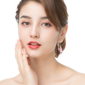 Natural Opal Earrings, Teardrop Earrings for Women Cat's Eye Stone Silver Earrings Drop Dangle Earrings for Women Teen Girls (Purple)