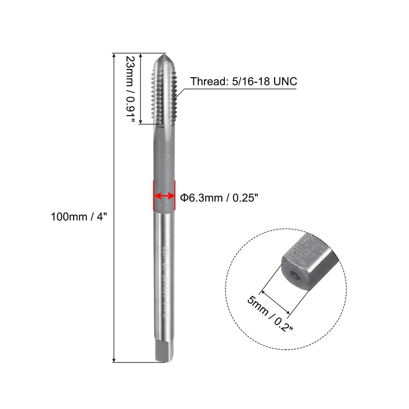 sourcing map Thread Milling Taps, 5/16-18 UNC High Speed Steel