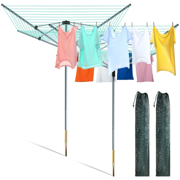 Mifoci 2 Set 4 Arm Outdoor Clothesline Collapsible Rotary Umbrella