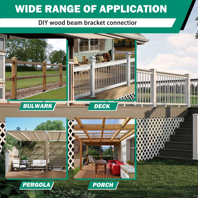 VoTwoofv 4Pcs U-Shaped Black Powder Coated Galvanized Steel Deck Railing