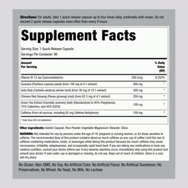 Piping Rock Energy Supplement with Caffeine | 90 Capsules | Quick Release Energy Booster Pills | Non-GMO, Gluten Free Formula