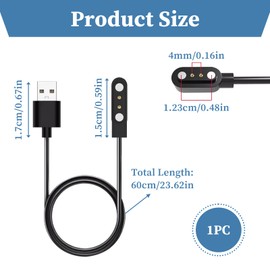 Smart Watch Magnet Charging, 2 pin Magnetic Smart Watch Charger, Compatible with 4mm pin watch equipment, with Portable Design, Magnetic USB Charger Cord for Travel, Office and Home,